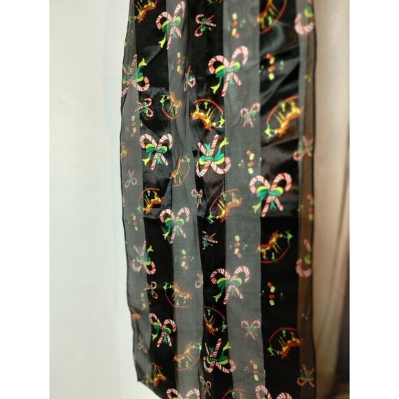 Christmas Scarf Black With Candy canes and Rocking Horses 30 X 12 inches - Picture 5 of 10
